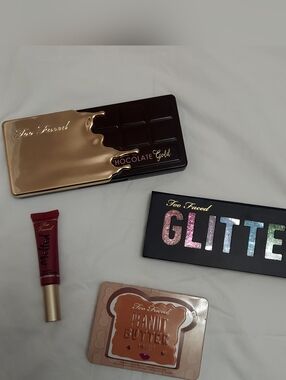 Too Faced LOT Chocolate Gold, Glitter Bomb, PB & Jelly Palettes Melted Berry